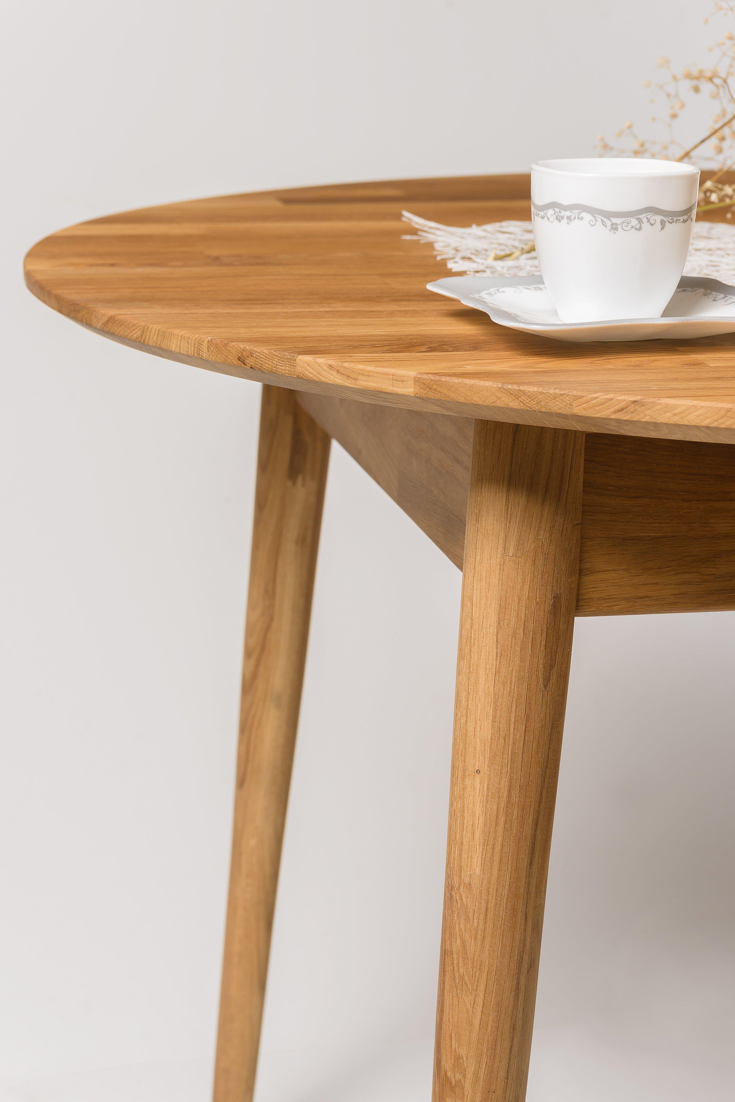 NordicStory Mesa redonda de comedor de madera maciza de roble